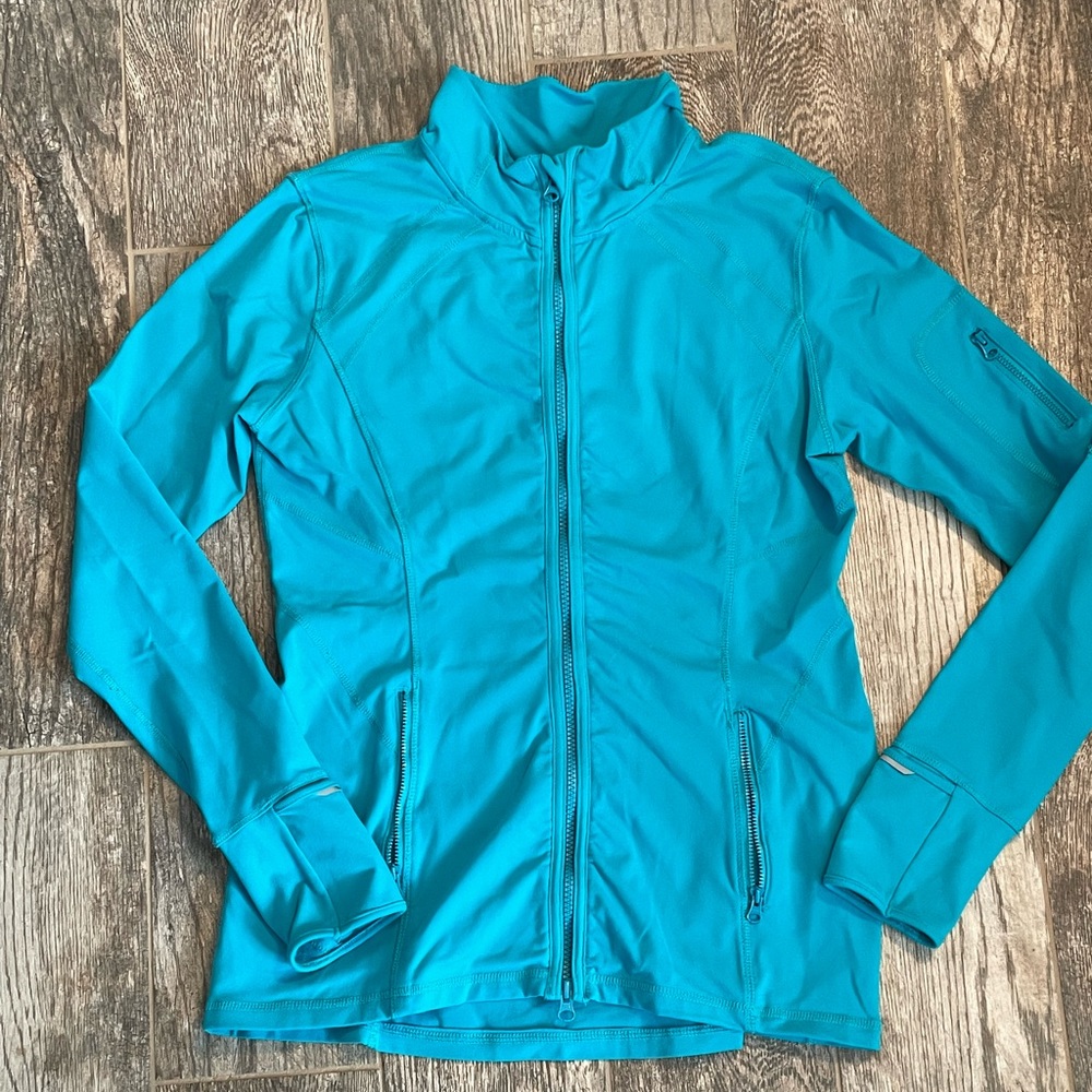 Joia heavier wt track jacket in turquoise size large